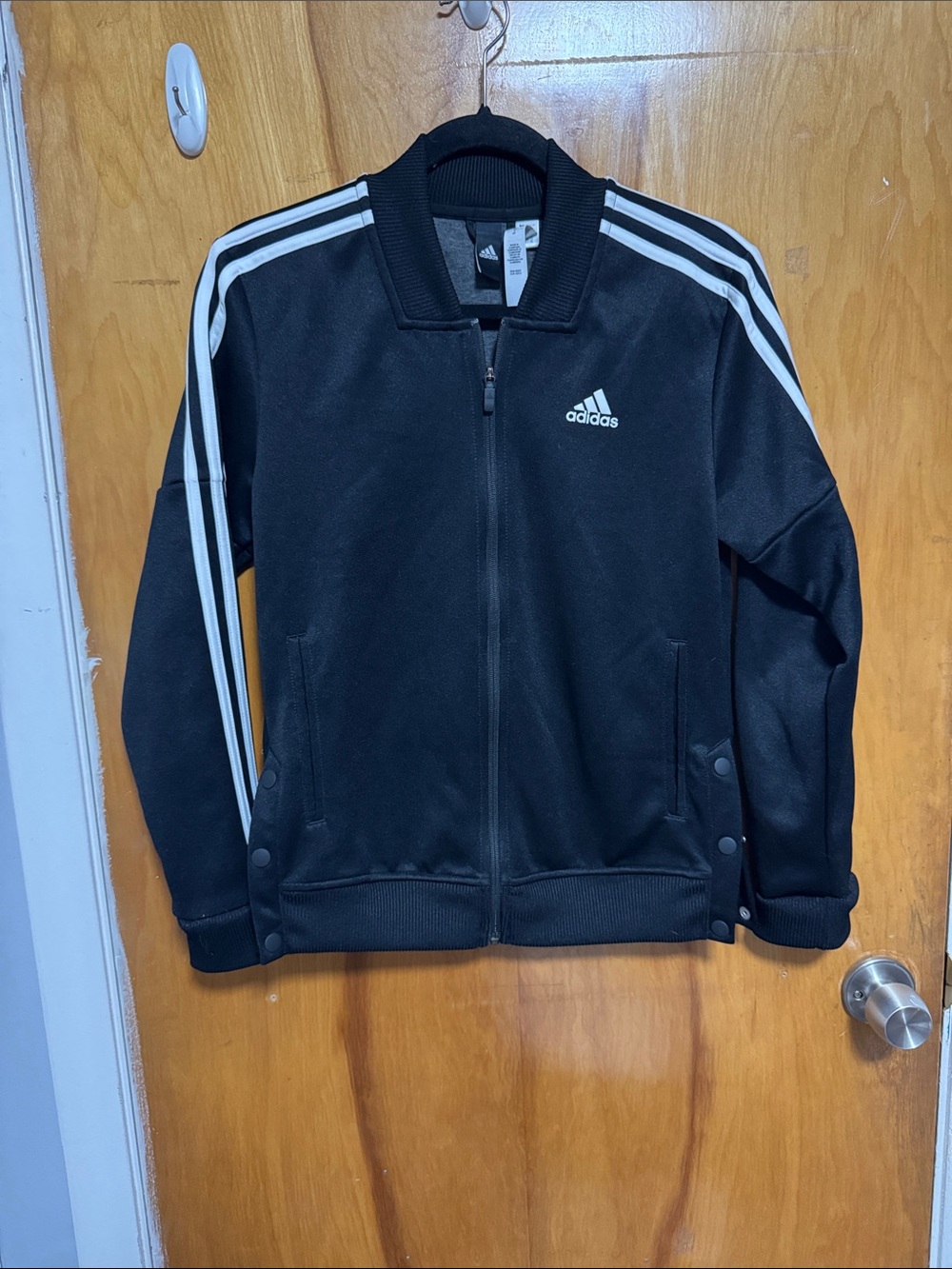 adidas Black Track Jacket with White Three-Stripe Accents